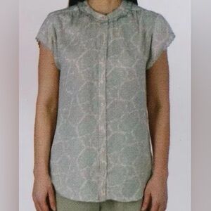 JOIE Short Sleeve Scallop Edge  Top In Paisley Stamp